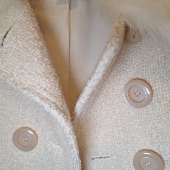 Guess Cream converitble Wool blend Jacket with detachable faux fur collar - Picture 7 of 8